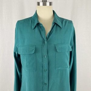 Equipment Femme Green Silk Button Down Blouse